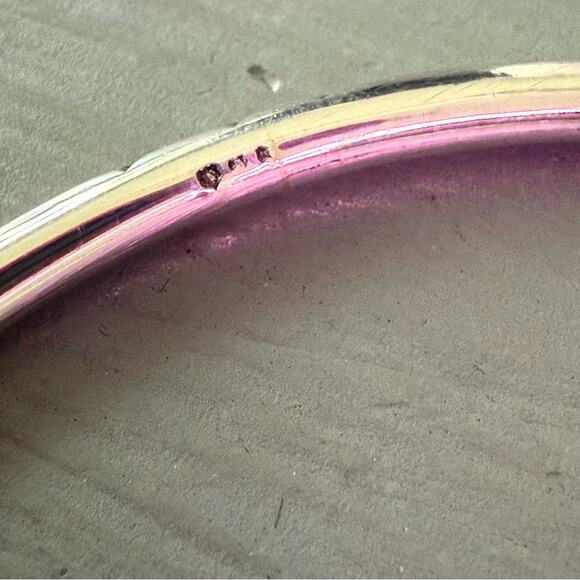 925 Etched Sterling Silver Bangle Bracelet - Picture 7 of 9